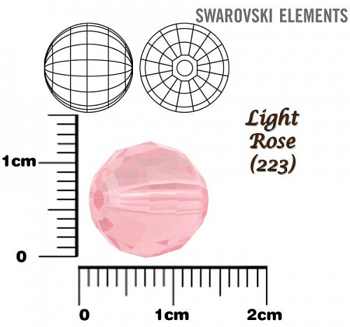 SWAROVSKI ELEMENTS Chessboard BEAD 5005 barva LIGHT ROSE (223) velikost 12mm.