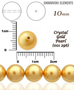 SWAROVSKI 5810 Voskované Perle barva 296 CRYSTAL GOLD PEARL velikost 10mm. 