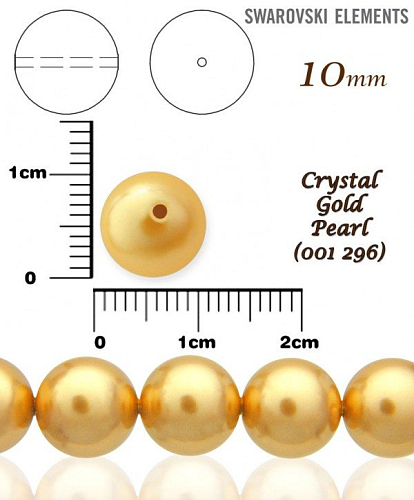 SWAROVSKI 5810 Voskované Perle barva 296 CRYSTAL GOLD PEARL velikost 10mm. 