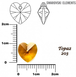 SWAROVSKI Heart Pendant barva TOPAZ velikost 10,3x10mm.