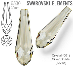 SWAROVSKI 6530 Pure Drop Pendant velikost 30mm. Barva Crystal Silver Shade 