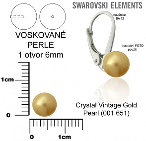 SWAROVSKI 5818 Voskované Perle 1otvor barva CRYSTAL VINTAGE GOLD PEARL velikost 6mm. 