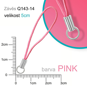 Závěs s kroužkem. Materiál ocel pr. kroužku 6mm ozn. Q143-14 . Barva PINK.