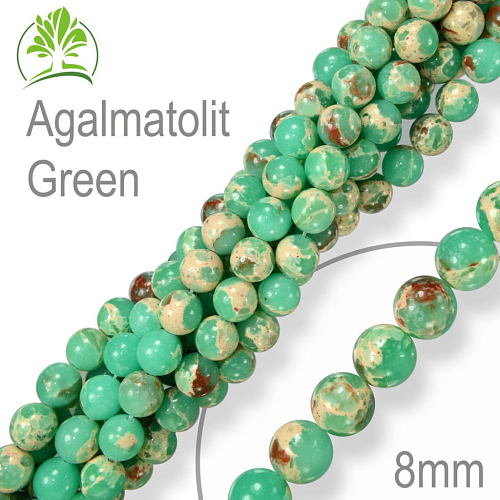 Korálky z minerálů Agalmatolit Green. Velikost pr.8mm. Balení 10Ks.