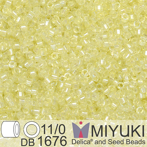 Korálky Miyuki Delica 11/0. Barva Pearl LIned Transparent Pale Yellow AB DB1676. Balení 5g.