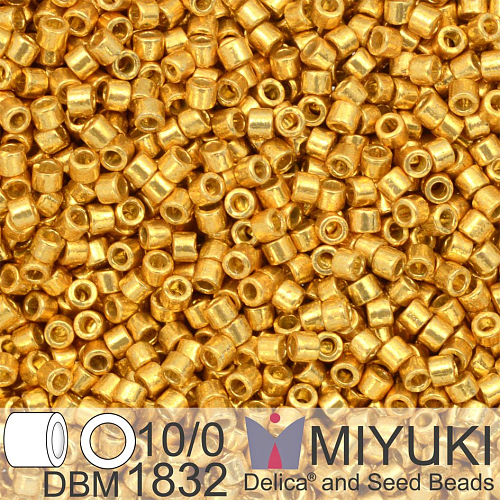 Korálky Miyuki Delica 10/0. Barva Duracoat Galvanized Gold DBM1832. Balení 5g.