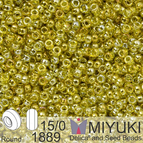 Korálky Miyuki Round 15/0. Barva 1889 Tr Golden Olive Luster. Balení 5g