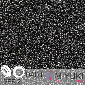 Korálky Miyuki SPACER Beads 2,2x1mm. Barva SPR2-0401 Black. Balení 5g.