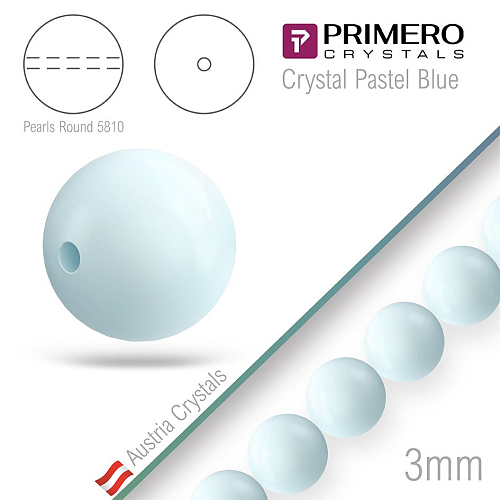 Korálky PRIMERO Crystals 5810. Barva Crystal Pastel Blue. Velikost 3mm balení-50Ks.