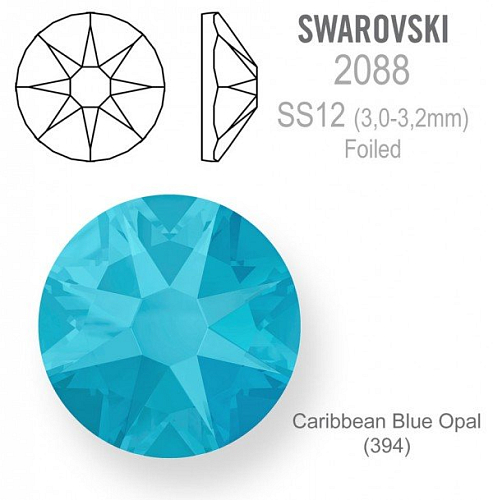 SWAROVSKI 2088 XIRIUS FOILED velikost SS12 barva Crystal Caribbean Blue Opal 