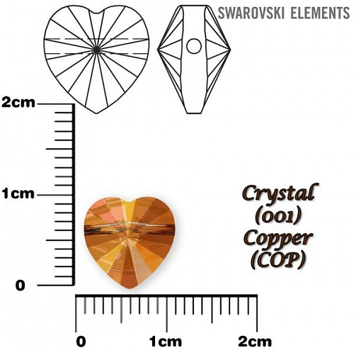 SWAROVSKI KORÁLKY Heart Bead barva CRYSTAL COPPER velikost 10mm