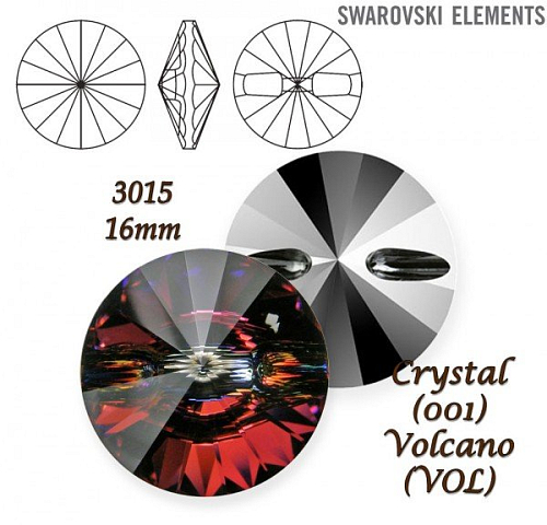 SWAROVSKI Buttons 3015 barva CRYSTAL VOLCANO velikost 16mm