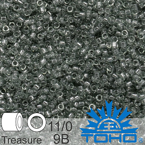Korálky TOHO tvar TREASURE (válcové). Velikost 11/0. Barva č. 9B-Transparent Gray . Balení 5g.