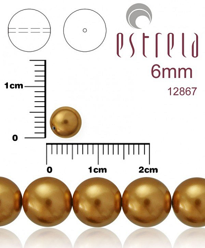 VOSKOVANÉ korále tvar kulatý. Velikost 6mm. Barva 12867 (bronzová). Balení 21ks na návleku. 