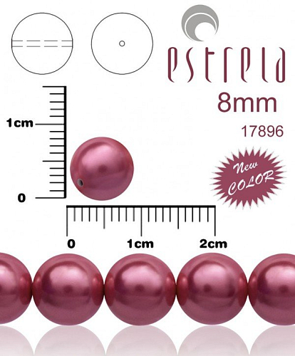 VOSKOVANÉ korále tvar kulatý. Velikost 8mm. Barva 17896 (metalická starorůžová ) New COLOR. Balení 15ks na návleku