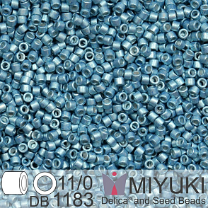 Korálky Miyuki Delica 11/0. Barva Galvanized Semi-Frosted Dark Aqua DB1183. Balení 5g.