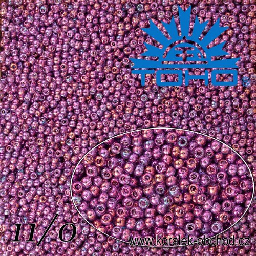Korálky TOHO tvar ROUND (kulaté). Velikost 11/0. Barva č.205-Gold-Lustered Dark Amethyst. Balení 8g