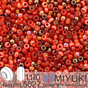 Korálky Miyuki Round 11/0. Barva Magma Mix 5027. Balení 5g.