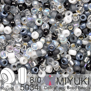 Korálky Miyuki Round 8/0. Barva MIX 5034 Salt and Pepper. Balení 5g
