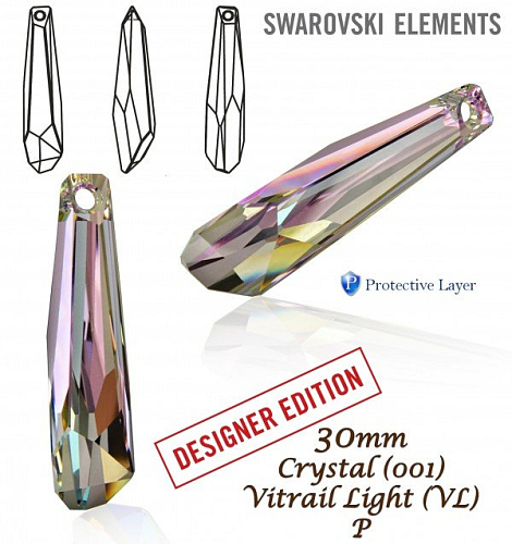 Swarovski 6017/G Crystalactite Pend.grand 30mm. Barva Crystal Vitrail Light P. 