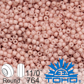 Korálky TOHO tvar ROUND (kulaté). Velikost 11/0. Barva č.764-Opaque-Pastel-Frosted Shrimp. Balení 8g.