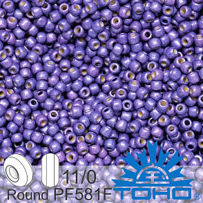 Korálky TOHO tvar ROUND (kulaté). Velikost 11/0. Barva PF581F PermaFinish - Matte Galvanized Violet. Balení 8g.