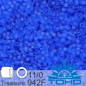 Korálky TOHO tvar TREASURE (válcové). Velikost 11/0. Barva č. 942F-Transparent-Frosted Sapphire . Balení 5g.