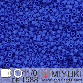 Korálky Miyuki Delica 11/0. Barva Matte Opaque Cyan Blue DB1588. Balení 5g