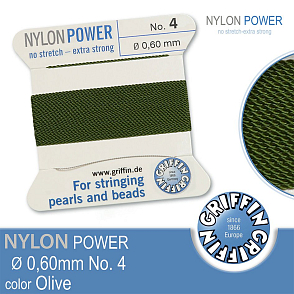 NYLON Power velmi pevná nit GRIFFIN síla nitě 0,60mm barva Olive