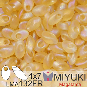 Korálky MIYUKI tvar Long MAGATAMA velikost 4x7mm. Barva LMA-132FR  Matte Transparent Light Topaz AB. Balení 5g.