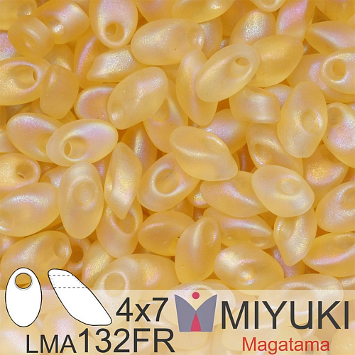 Korálky MIYUKI tvar Long MAGATAMA velikost 4x7mm. Barva LMA-132FR  Matte Transparent Light Topaz AB. Balení 5g.