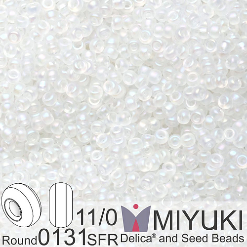 Korálky Miyuki Round 11/0. Barva 0131SFR SF Crystal AB . Balení 5g