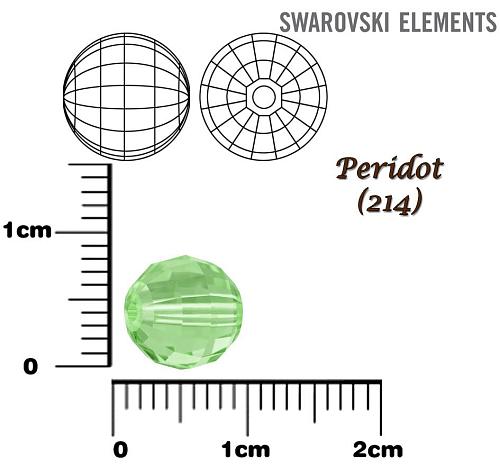 SWAROVSKI  Chessboard BEAD 5005 barva PERIDOT (214) velikost 8mm.