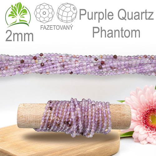 Korálky z minerálů Purple Quartz Phantom Fazetovaný přírodní polodrahokam. Velikost pr.2mm. Balení 190Ks