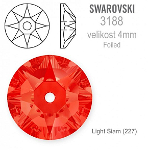 Swarovski 3188 XIRIUS Lochrose našívací kameny velikost pr.4mm barva Light Siam
