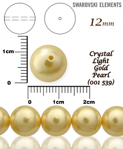 SWAROVSKI 5811 Voskované Perle barva CRYSTAL LIGHT GOLD PEARL velikost 12mm. 