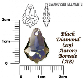 SWAROVSKI Baroque Pendant barva BLACK DIAMOND AURORE BOREALE velikost 16x11mm.