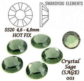 SWAROVSKI xirius rose HOT-FIX velikost SS20 barva CRYSTAL SAGE 