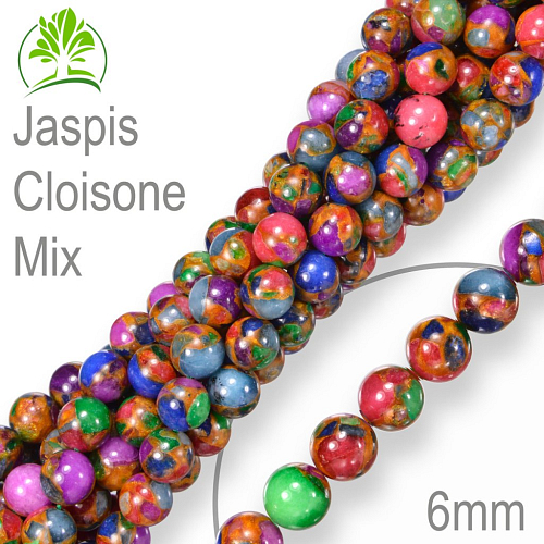 Korálky z minerálů  Jaspis Cloisone MIX. Velikost pr.6mm. Balení 12Ks.