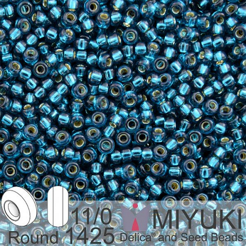 Korálky Miyuki Round 11/0. Barva 1425 Dyed S/L Blue Zircon . Balení 5g