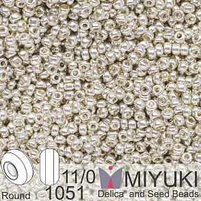 Korálky Miyuki Round 11/0. Barva 1051 Galv Silver. Balení 5g