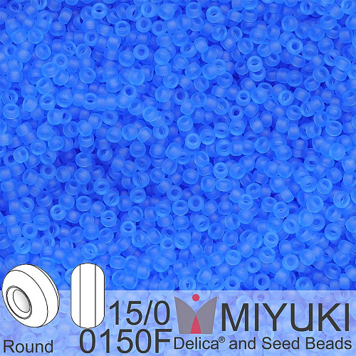 Korálky Miyuki Round 15/0. Barva 0150F Matte Tr Sapphire. Balení 5g.
