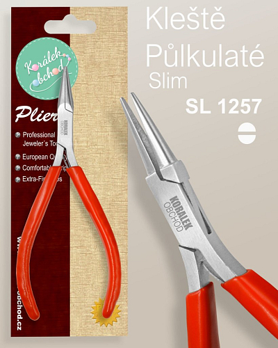 Kleště bižuterní PŮLKULATÉ  Ozn. SL1257 Slim velikost kleští 135x55mm 