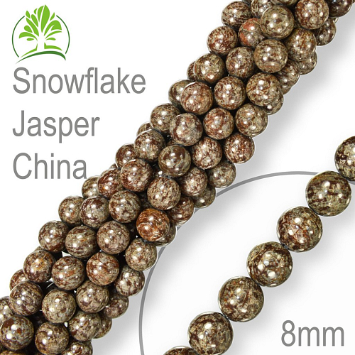 Korálky z minerálů Snowflike Jasper China přírodní polodrahokam. Velikost pr.8mm. Balení 10Ks.
