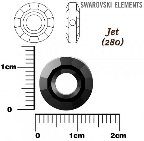 SWAROVSKI ELEMENTS RING BEAD 5139 barva JET (280) velikost 12,5mm.