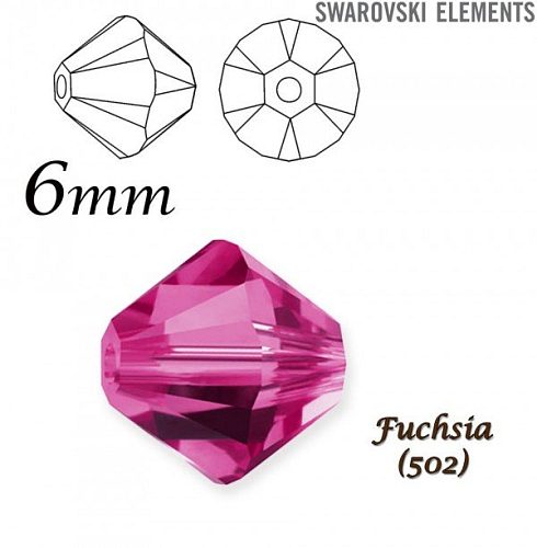 SWAROVSKI XILION BEAD 5328 barva FUCHSIA velikost 6mm. Balení 10Ks. 