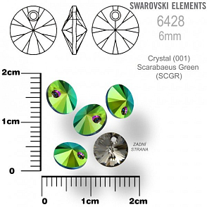 SWAROVSKI XILION Pendant barva Crystal Scarabaeus Green velikost 6mm Balení 10Ks.