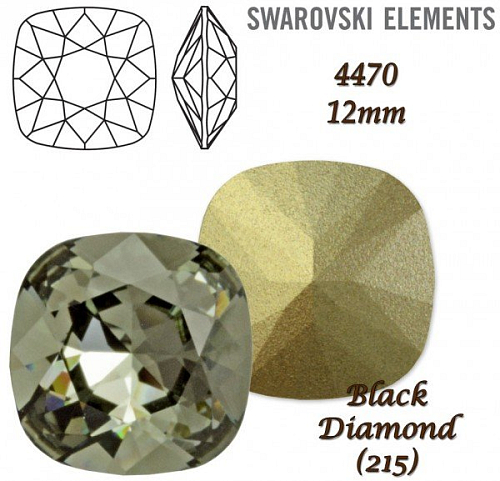 SWAROVSKI ELEMENTS Fancy Stone 4470 barva BLACK DAIMOND (215) velikost 12mm