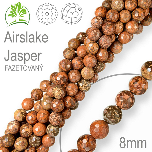 Korálky z minerálů Airslake Jasper Fazetovaný přírodní polodrahokam. Velikost pr.8mm. Balení 10Ks.