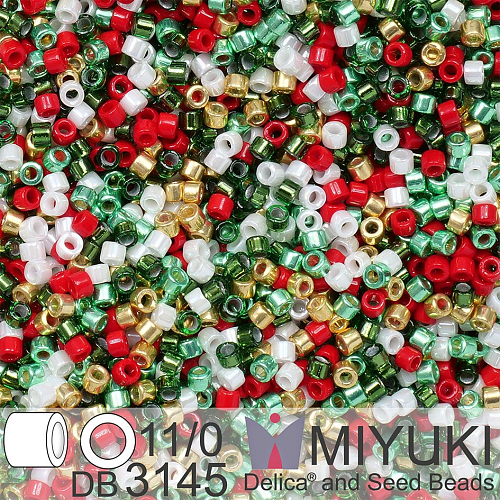 Korálky Miyuki Delica 11/0. Barva Jingle Bells Mix DB3145. Balení 5g